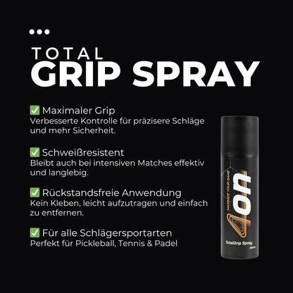 4on TotalGrip Spray – rückstandsfrei, unter Hitze und Schweiß, spezielles Grip‑Spray für mehr Kontrolle beim Racket‑Sport