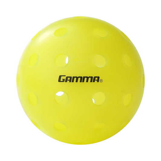 GAMMA Photon Pickleball – gelber Outdoor-Ball mit 40-Loch-Design und schwarzem Logo, ideal für maximale Sichtbarkeit beim Spiel