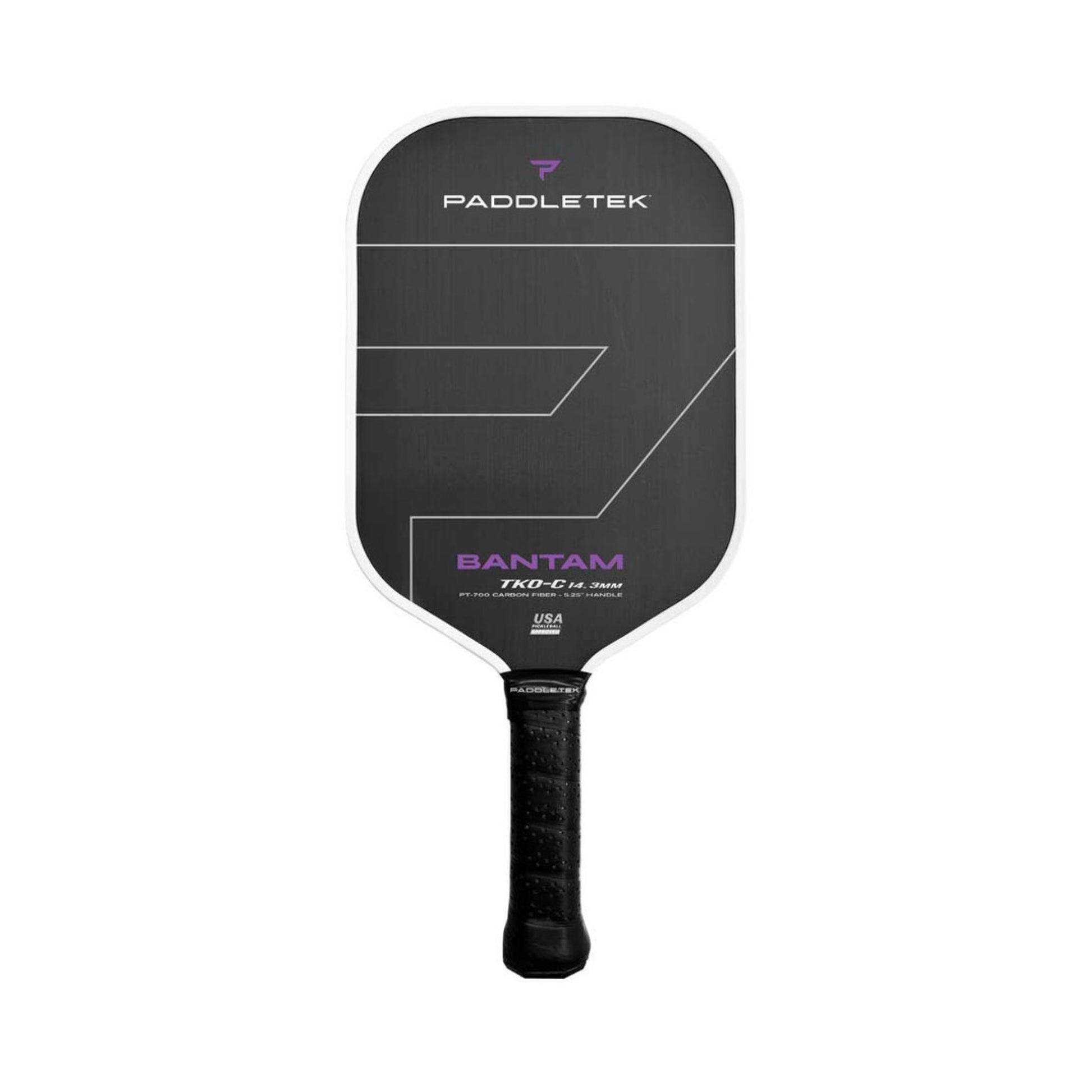 Paddletek Bantam TKO-C 14,3 mm Pickleball Paddle in schwarz – PT-700 RAW Karbonfaser-Oberfläche, 14,3 mm Bantam Polypropylen-Honeycomb-Kern, 16,5" Länge, 7,5" Breite, mittellanger Griff (5,25") – ideal für fortgeschrittene Spieler