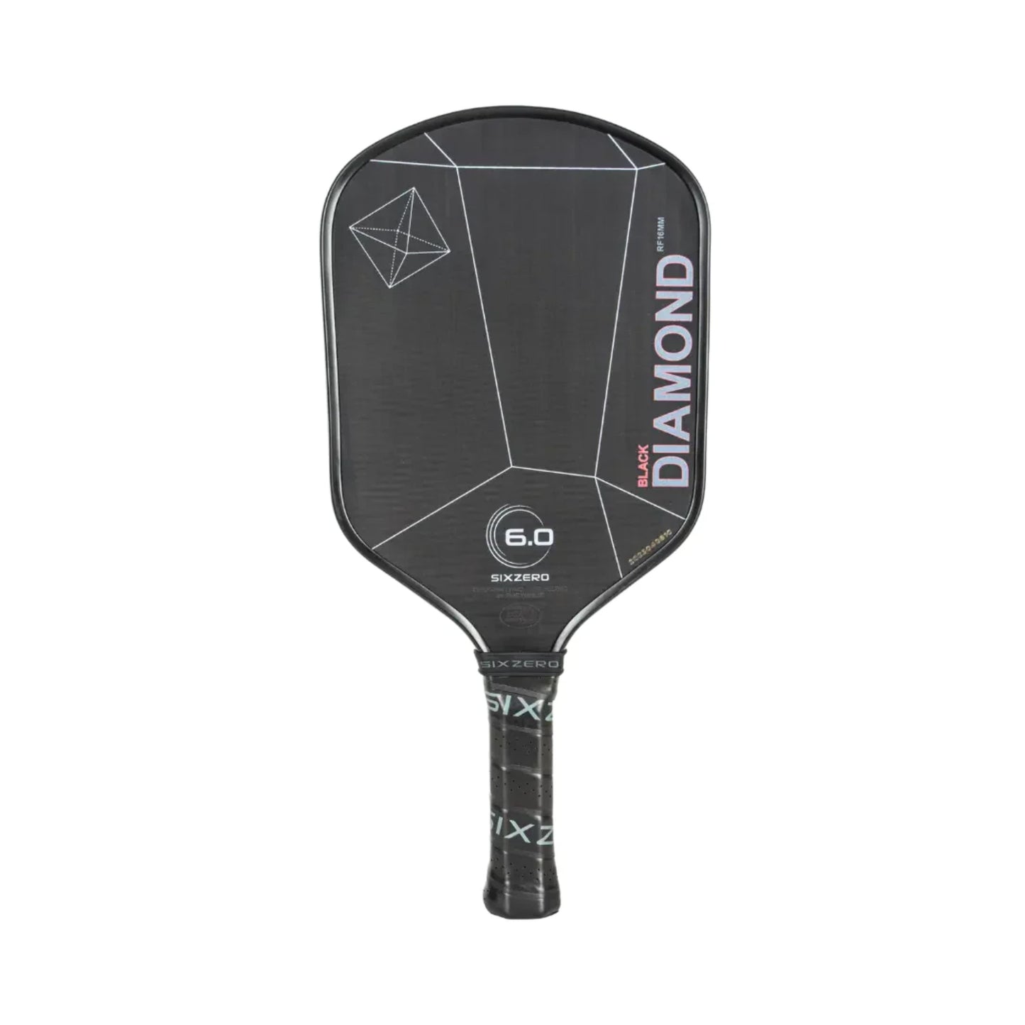 Six Zero Black Diamond Power 16 mm Pickleball Paddle mit schwarzer Diamant-Oberfläche, 16 mm Polymer-Honeycomb-Kern und ergonomischem Griff – entwickelt für maximale Power und Kontrolle