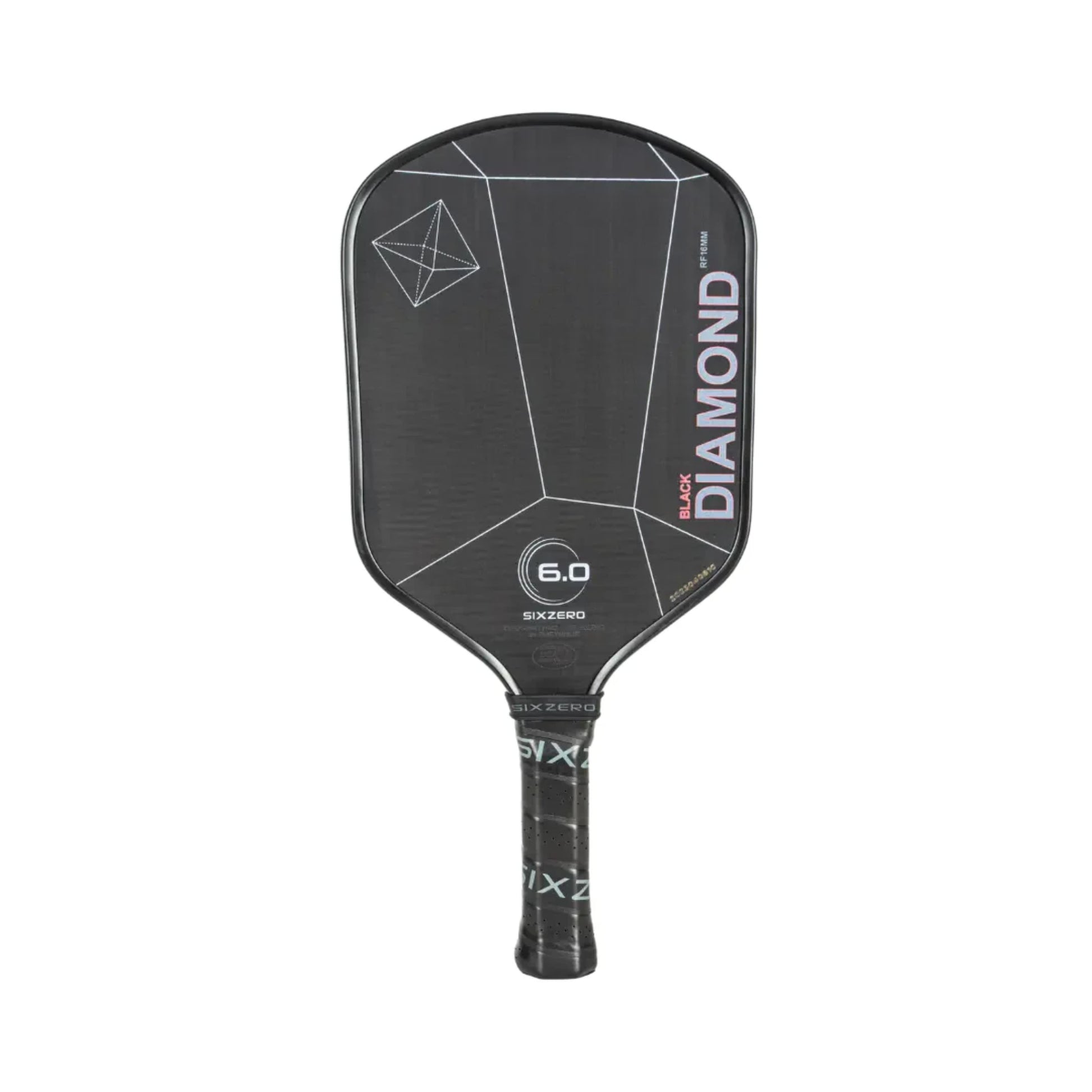Six Zero Black Diamond Power 16 mm Pickleball Paddle mit schwarzer Diamant-Oberfläche, 16 mm Polymer-Honeycomb-Kern und ergonomischem Griff – entwickelt für maximale Power und Kontrolle